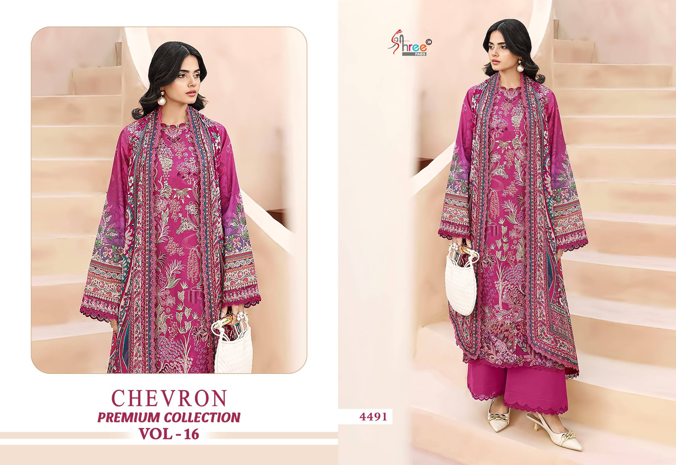 CHEVRON PREMIUM COLLECTION VOL-16 By Shree Fabs Pakistani Stylish Embroidered PURE COTTON Dresses At Wholesale Price